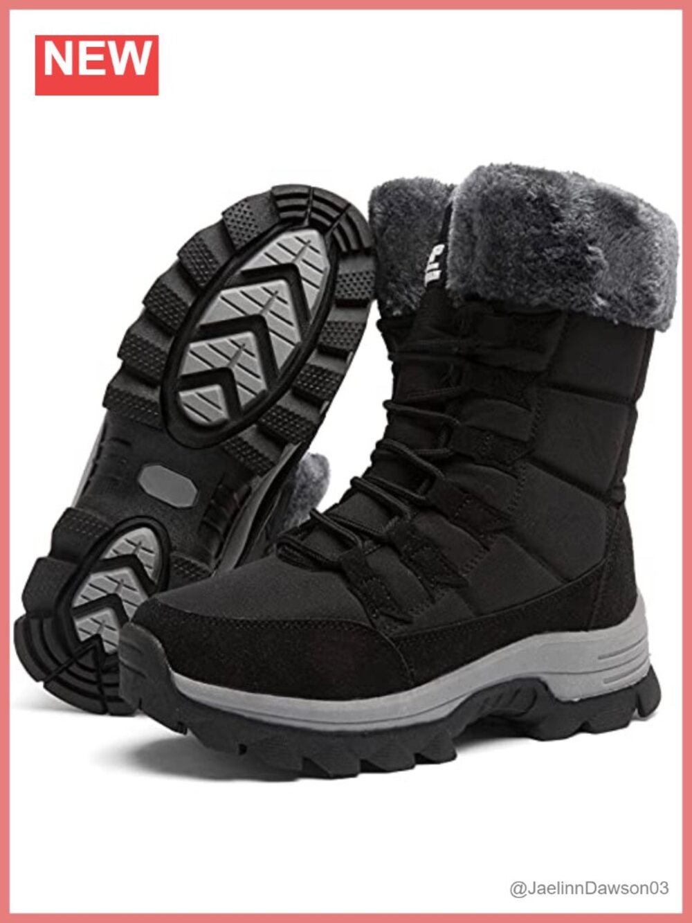 Women's Waterproof Fur Lined Winter Snow Boots Lace Up Non Slip